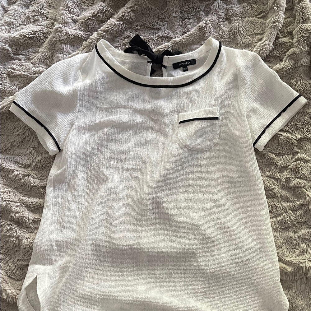 RW&CO. White Blouse with Black Accents